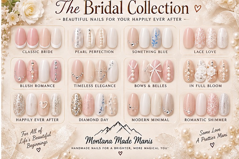 Elegant bridal wedding press-on nail collection
