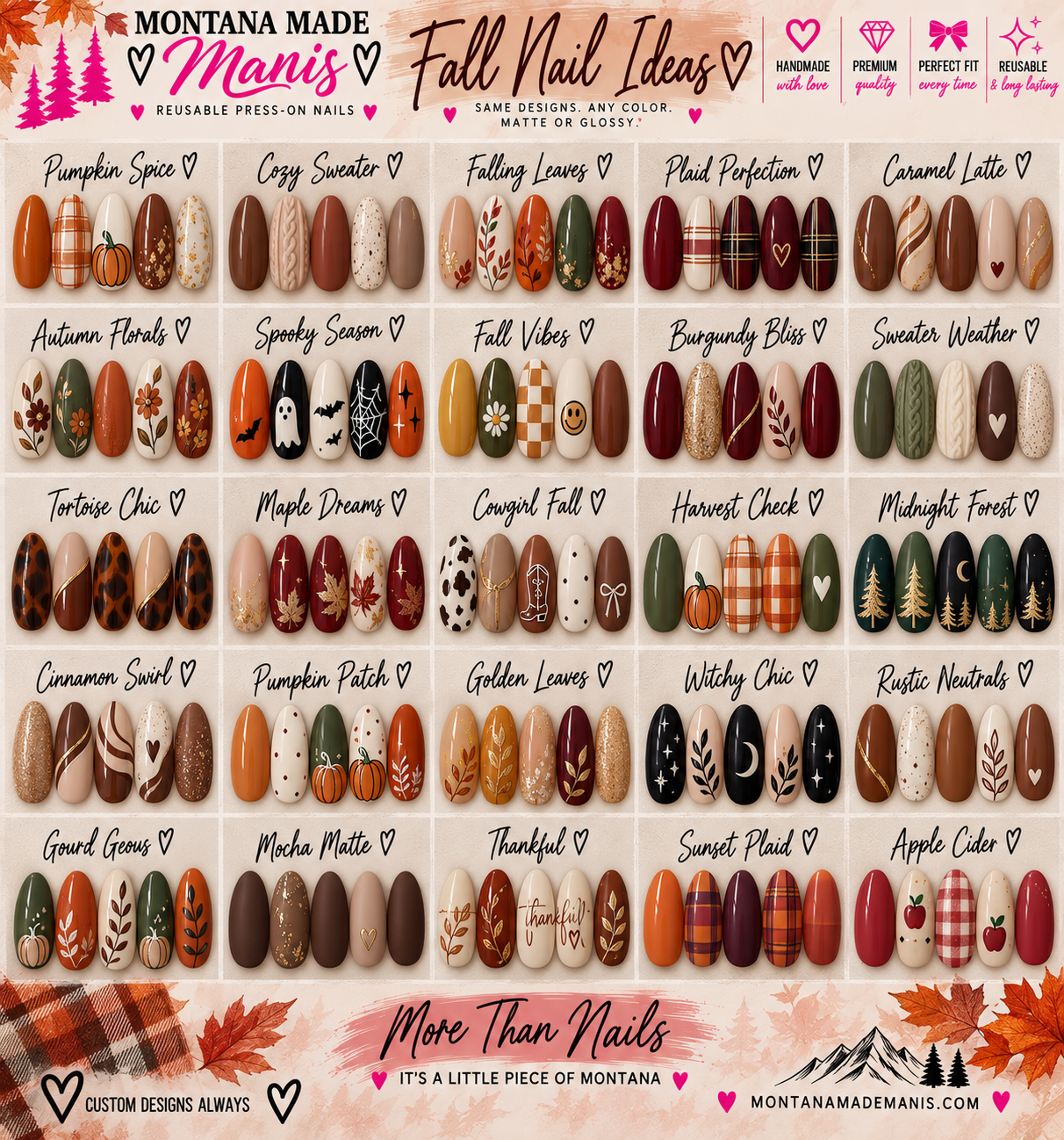 Fall press-on nail collection