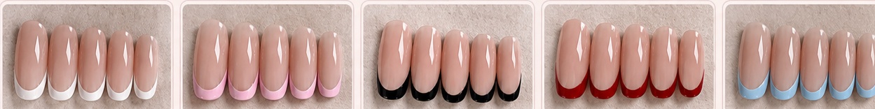 Realistic French tip press-on nail collection