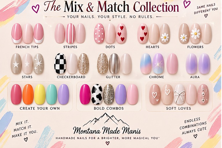 Mix and Match customizable press-on nail collection