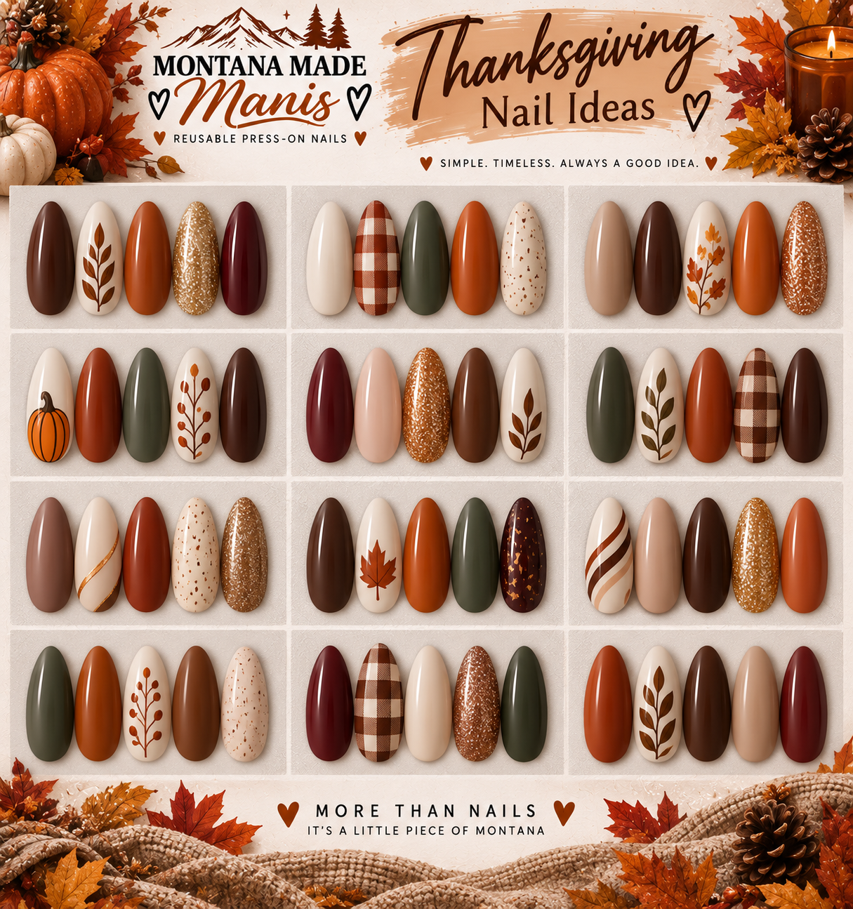 Thanksgiving press-on nail collection