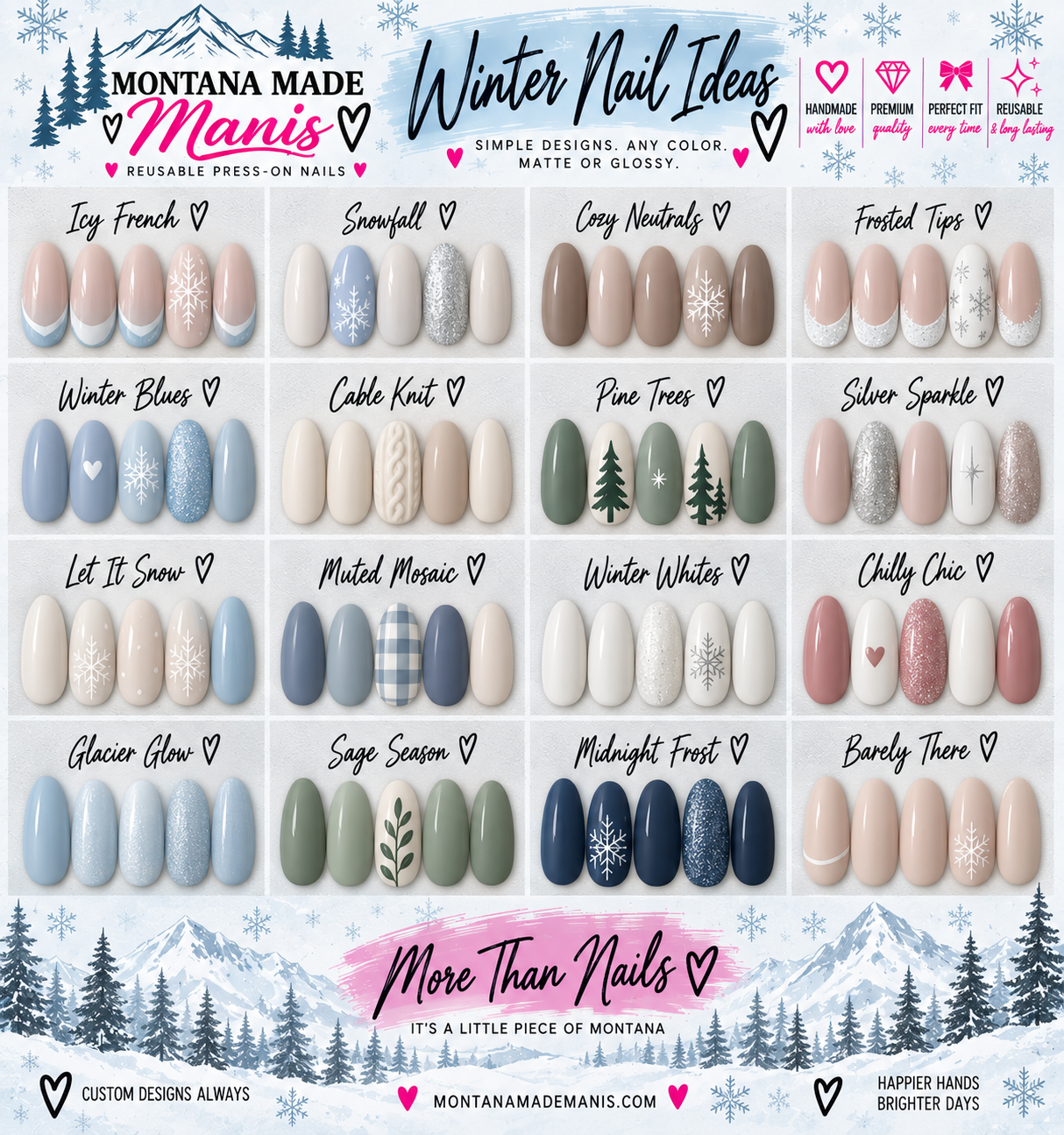 Winter press-on nail collection